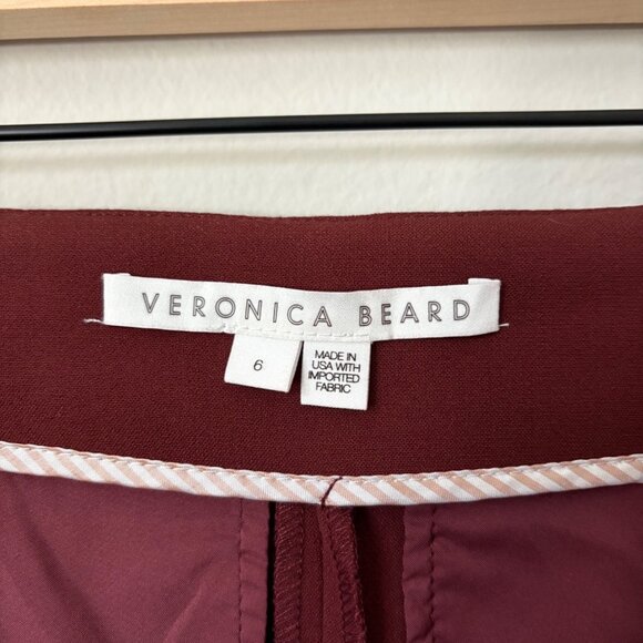 Veronica Beard Azariah Stretch Crepe Flare-Leg High-Rise Trousers Pants 6 Maroon - Picture 9 of 13